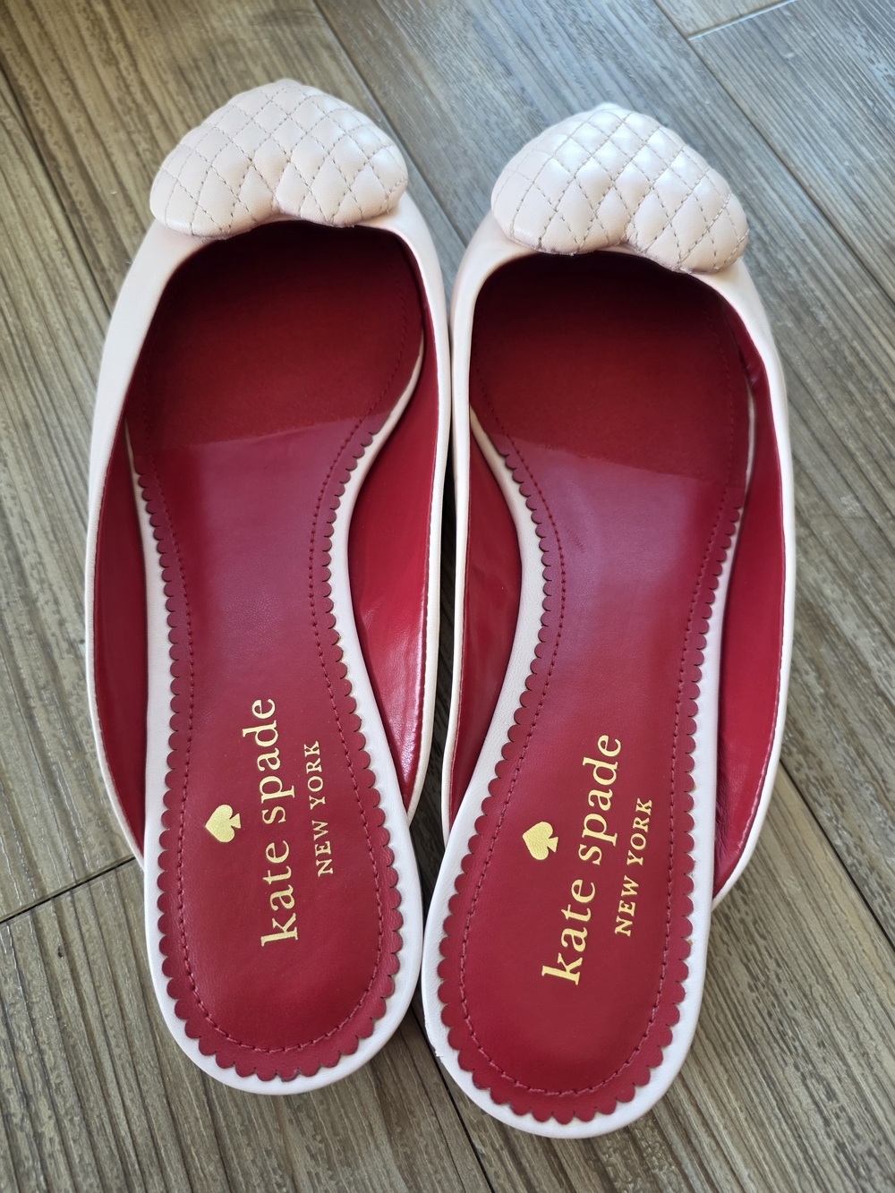kate spade New York Pink Heart Quilted Pointed Toe Flats - Picture 2 of 8